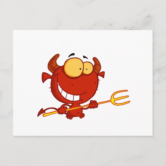 Happy-little-devil-with-pitchfork Postcard (Front)