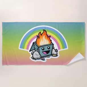 "Happy Little Dumpster Fire" Beach Towel