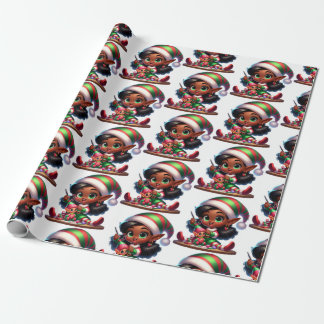 Happy Little Elf Girl - Christmas Gift Paper