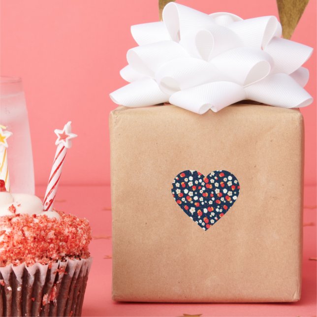 Happy Little Flowers Pattern Heart Sticker (Party)