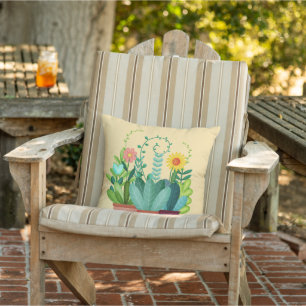 Happy Little Garden Outdoor Pillow