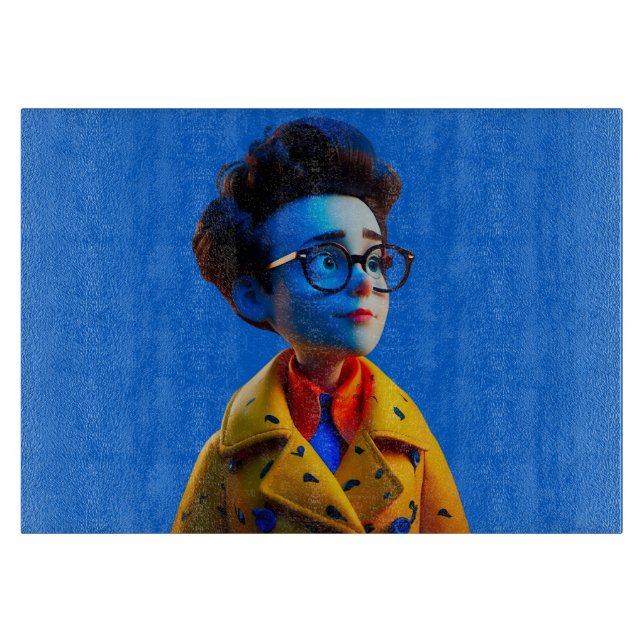 Happy Little Guy Glass Cutting Board (Front)