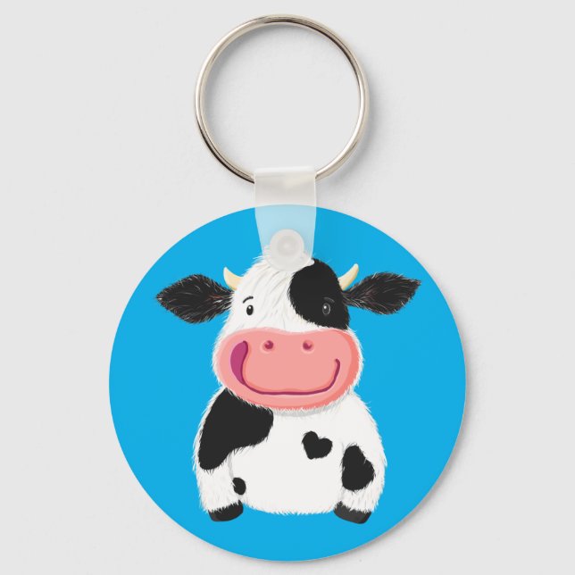 Happy Little Holstein Dairy Cow Keychain (Front)