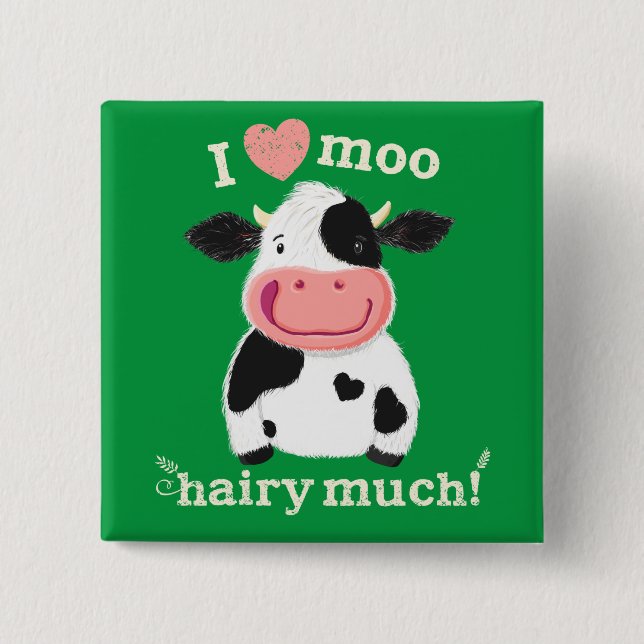 Happy Little Holstein Loves You 2 Inch Square Button (Front)