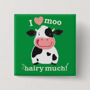 Happy Little Holstein Loves You 2 Inch Square Button