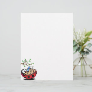 Happy Little Ladybug with Phone - Cartoon Drawing  Letterhead