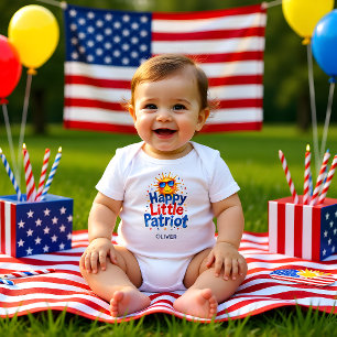 Happy Little Patriot 4TH of July Personalized Baby Bodysuit