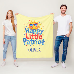Happy Little Patriot Forth of July Baby Fleece Blanket