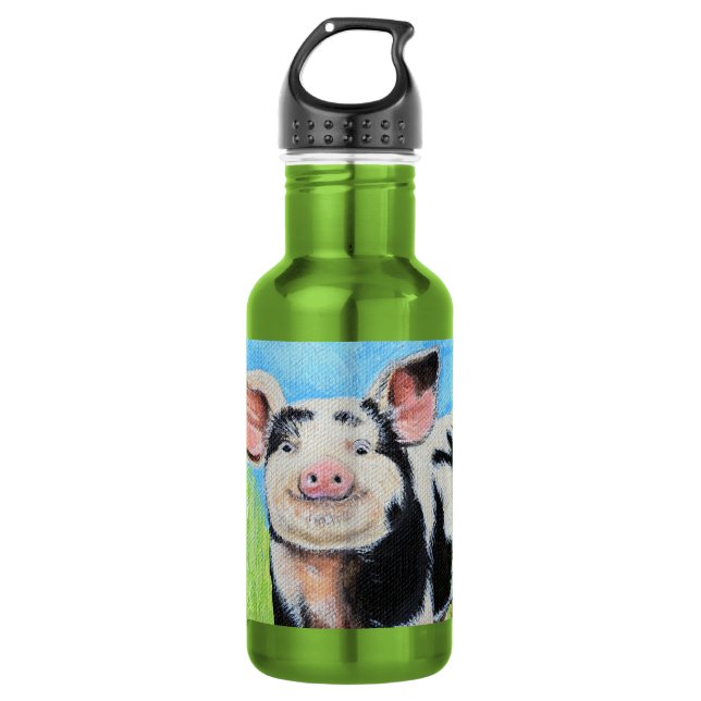 Happy Little Pig Painting 532 Ml Water Bottle (Front)