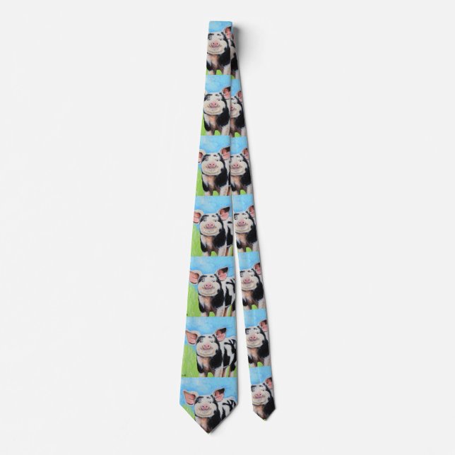 Happy Little Pig Painting Tie (Front)