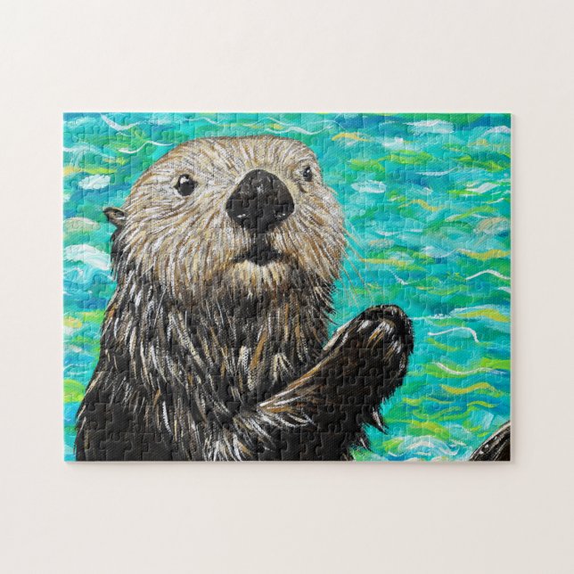 Happy Little Sea Otter Painting Jigsaw Puzzle (Horizontal)