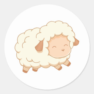 Happy Little Sheep Classic Round Sticker