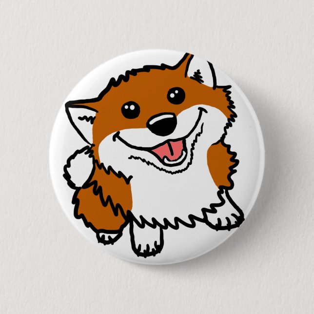 Happy Little Shiba 2 Inch Round Button (Front)
