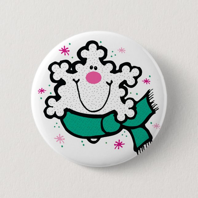 happy little snowflake 2 inch round button (Front)