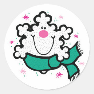 happy little snowflake classic round sticker