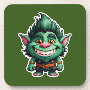 Happy Little Troll Chibi illustration Coaster