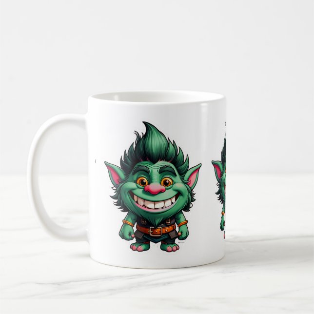 Happy Little Troll Chibi illustration Coffee Mug (Left)