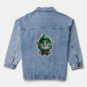 Happy Little Troll Chibi illustration Long Sleeve Denim Jacket