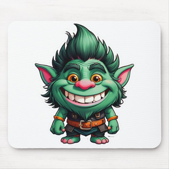 Happy Little Troll Chibi illustration Mouse Pad (Front)