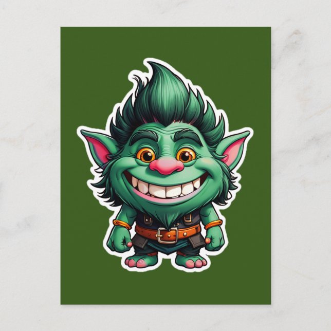 Happy Little Troll Chibi illustration Postcard (Front)