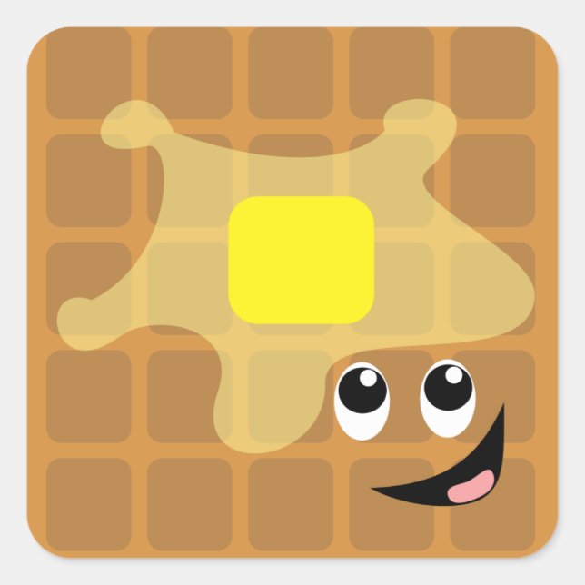 Happy Little Waffle Square Sticker (Front)