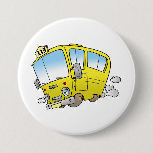 Happy Little Yellow School Bus 3 Inch Round Button