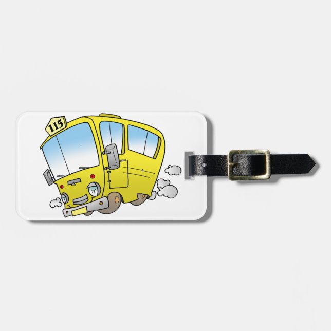 Happy Little Yellow School Bus Luggage Tag (Front Horizontal)