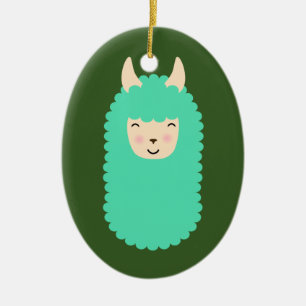 Happy Llama Emoji Ceramic Ornament