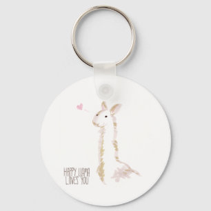 Happy Llama Loves You Keychain