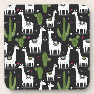 Happy Llama Pattern Coaster