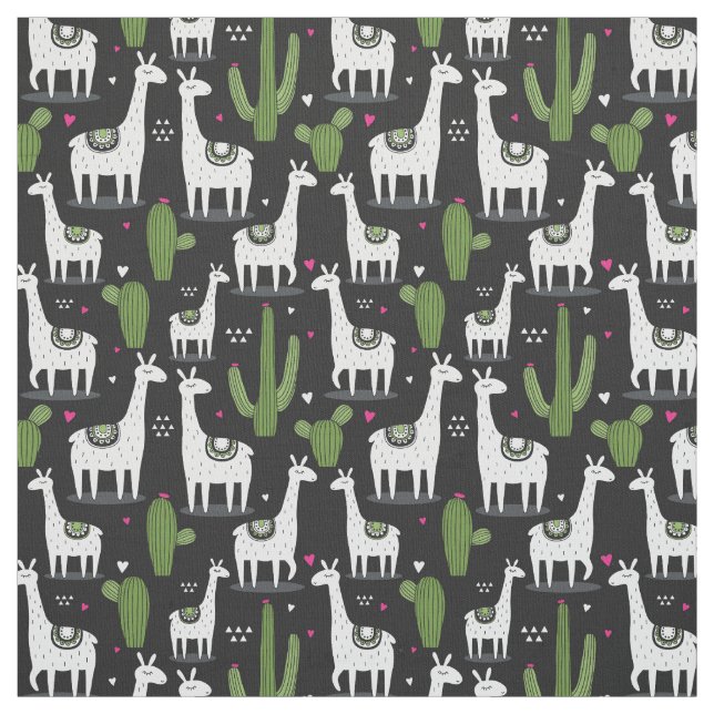 Happy Llama Pattern Fabric (Swatch)