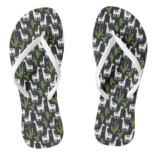 Happy Llama Pattern Flip Flops (Footbed)