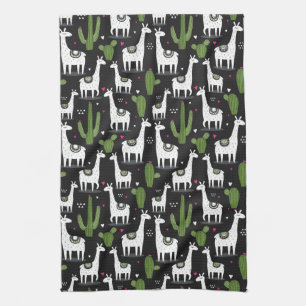 Happy Llama Pattern Kitchen Towel