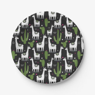 Happy Llama Pattern Paper Plate