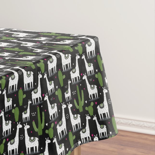 Happy Llama Pattern Tablecloth (In Situ)