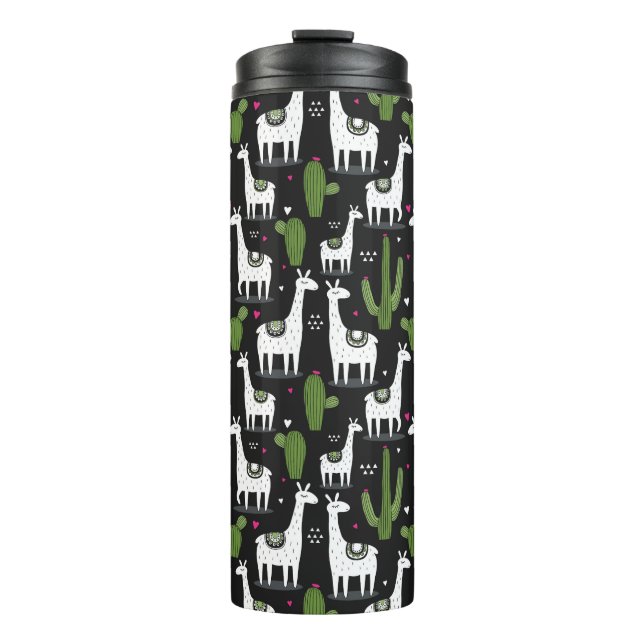 Happy Llama Pattern Thermal Tumbler (Front)