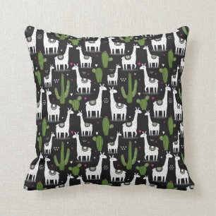 Happy Llama Pattern Throw Pillow