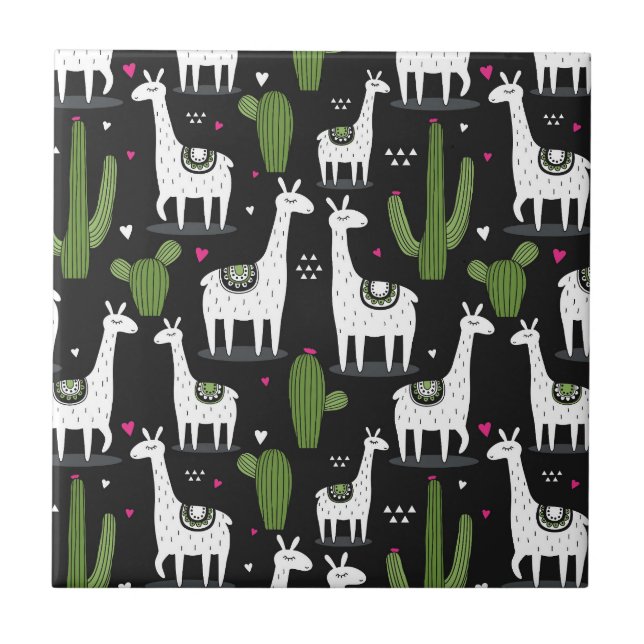 Happy Llama Pattern Tile (Front)