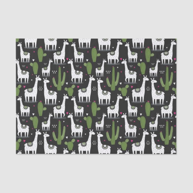 Happy Llama Pattern Tissue Paper (Front)