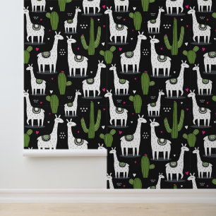Happy Llama Pattern Wallpaper