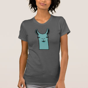 Happy Llama Teal Drawing T-Shirt
