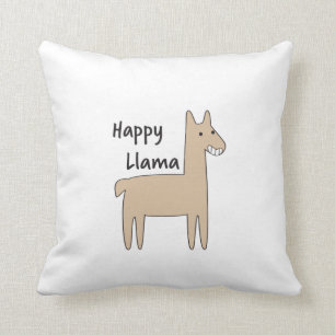 Happy Llama Throw Pillow