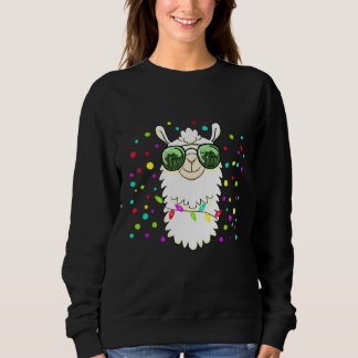 Happy Llama Wearing Sunglasses Cute Cool Alpaca Sweatshirt