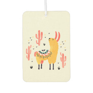 Happy llama with cactus air freshener