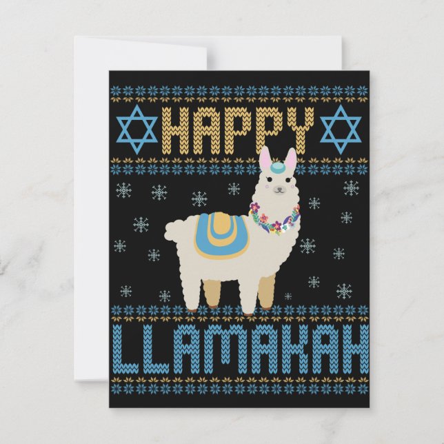 Happy LLamakah Funny Jewish Hanukkah LLama Gift Card (Front)