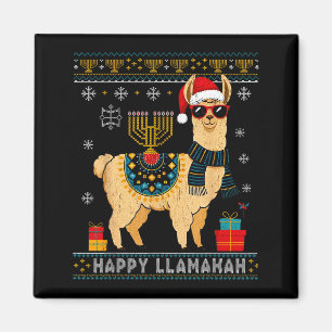 Happy Llamakah Funny Ugly Hanukkah Sweater Llama P Magnet