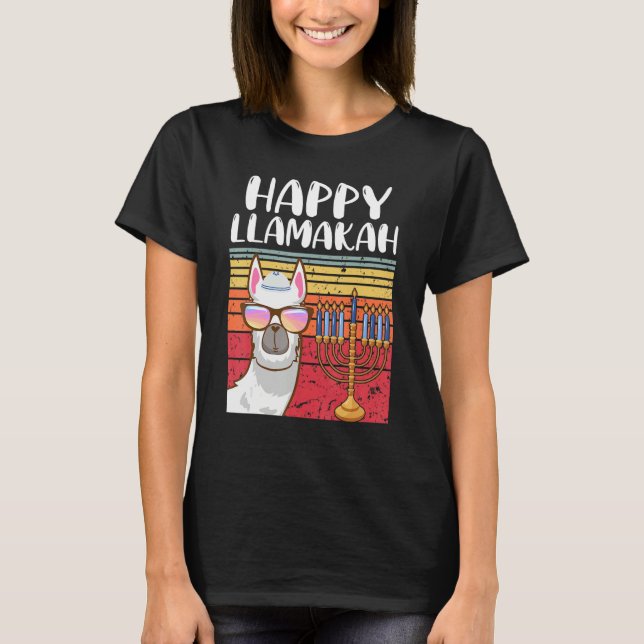 Happy Llamakah Jewish Llama   Hanukkah Pajamas Cha T-Shirt (Front)