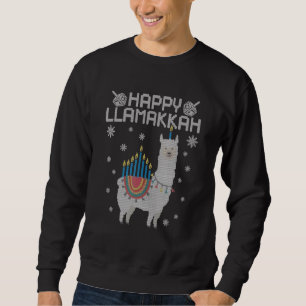 Happy Llamakkah Cute Llama Menorah Ugly Hanukkah S Sweatshirt