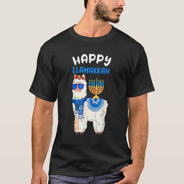 Happy Llamakkah Hanukkah Llama Chanukah Alpaca Wom T-Shirt (Front)
