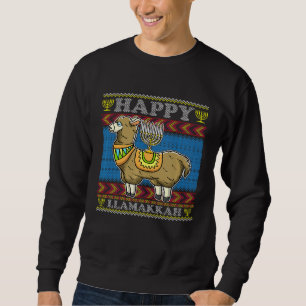 Happy Llamakkah Llama Hanukkah Menorah Ugly Christ Sweatshirt